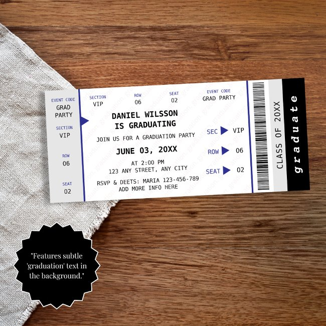 Concert Ticket Modern Class Of 2025 Grad Party Invitation