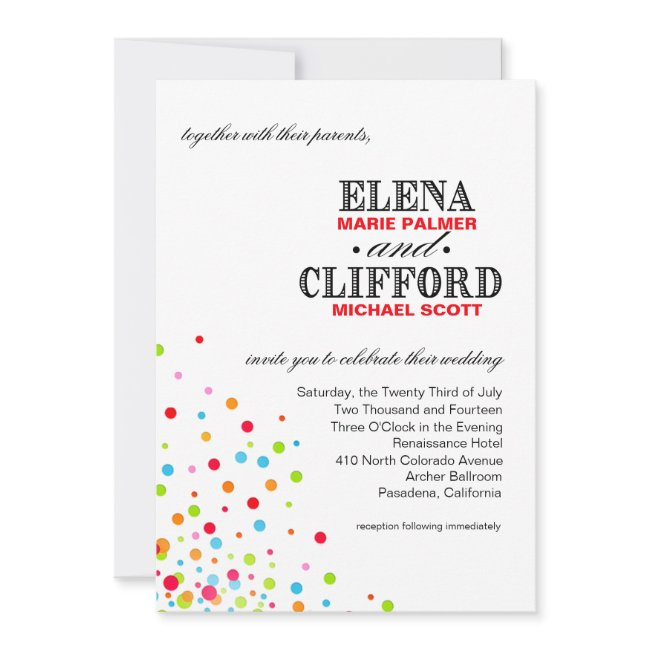 Confetti Celebration Wedding Multicolor Invitation