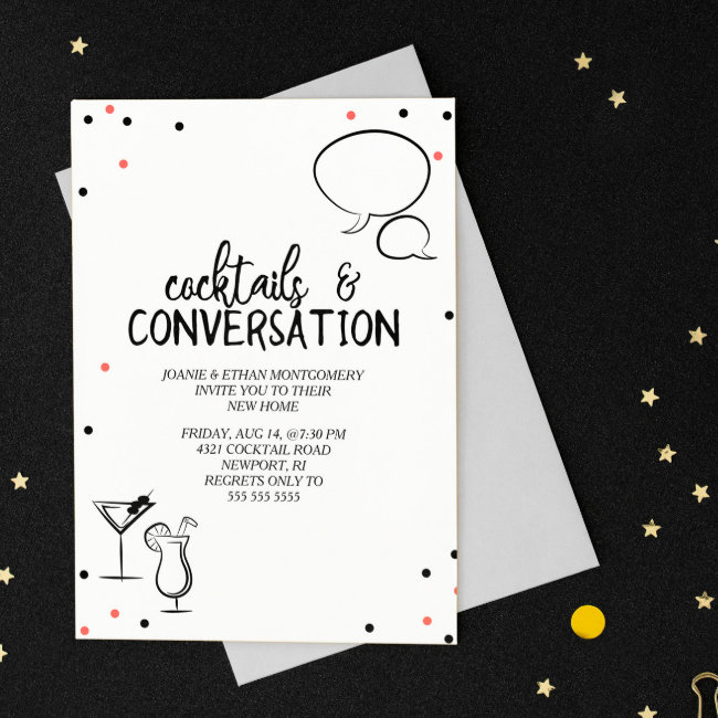 Confetti Cocktails & Conversation House Party Invitation
