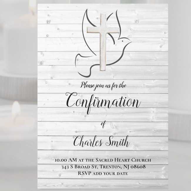 Confirmation Holy Spirit | White Wood Invitation