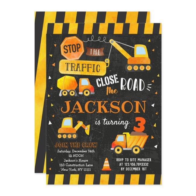 Construction Birthday Invitations