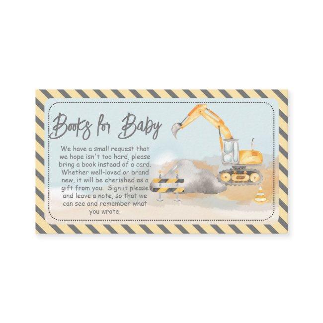 Construction Excavator Baby Shower Books For Baby Enclosure Invitations