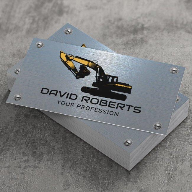 Construction Heavy Equipment Operator Blue Metal Business Invitations
