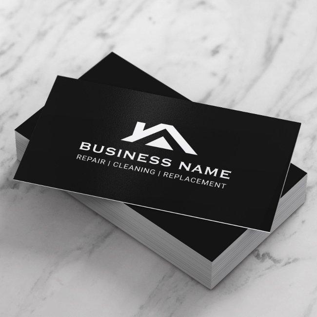 Construction House Roof Logo Real Estate Black Business Invitations