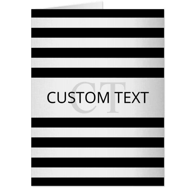 Contemporary Faux Silver Ombre Stripes & Black Invitations