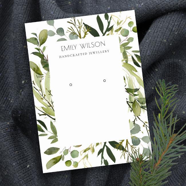 Cool Green Foliage Wreath Frame Earring Display Business Invitations