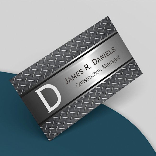 Cool Rustic Steel Metal Diamond Plate Pattern Business Invitations