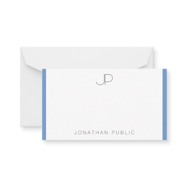 Cornflower Blue Monogrammed Simple Template