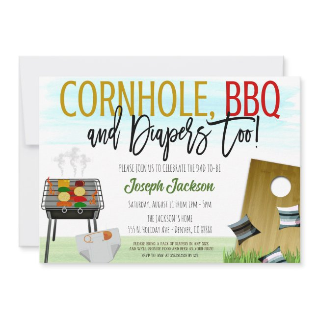 Cornhole And Bbq Baby Shower Invitation