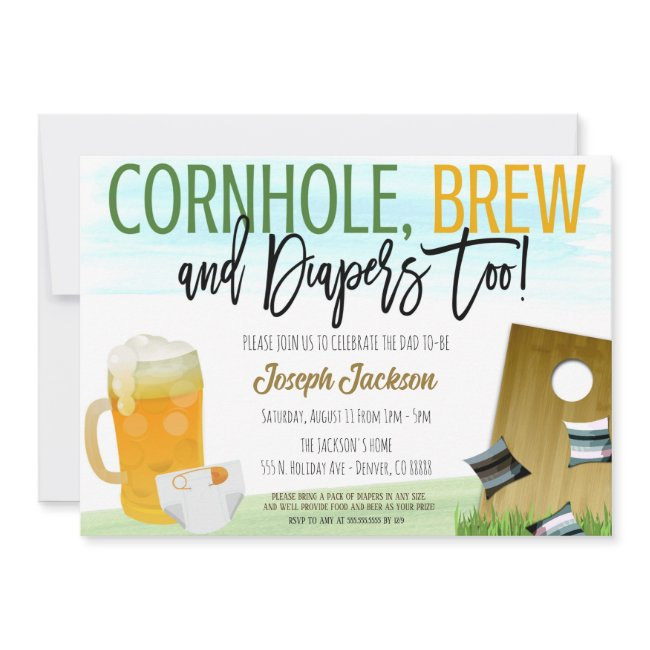 Cornhole And Beer Baby Shower Invitation