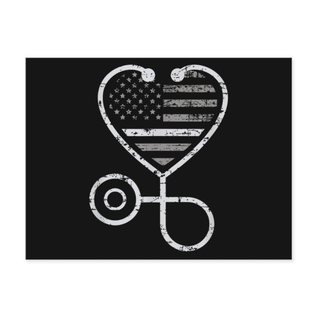 Corrections Nurse Thin Gray Line Heart Us Flag Postinvitations
