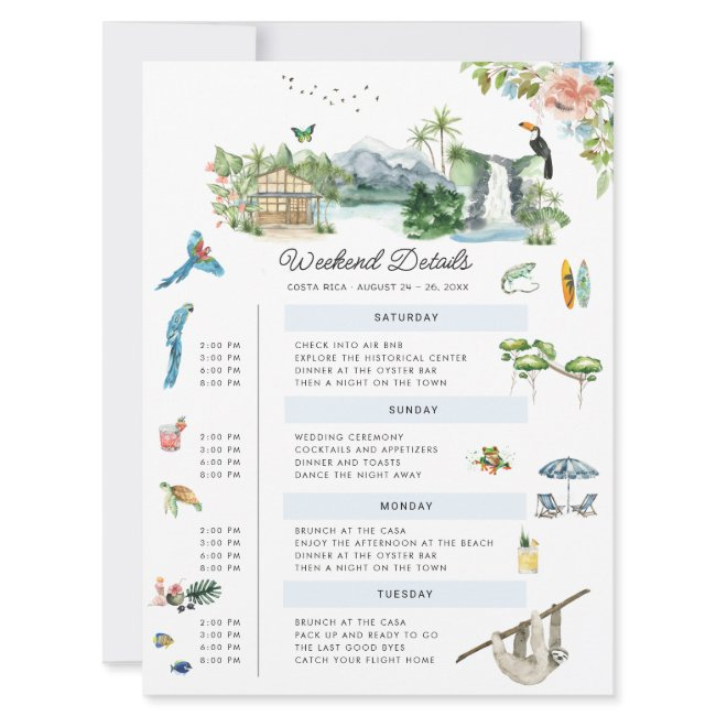 Costa Rica | Illustrated Wedding Weekend Invitation