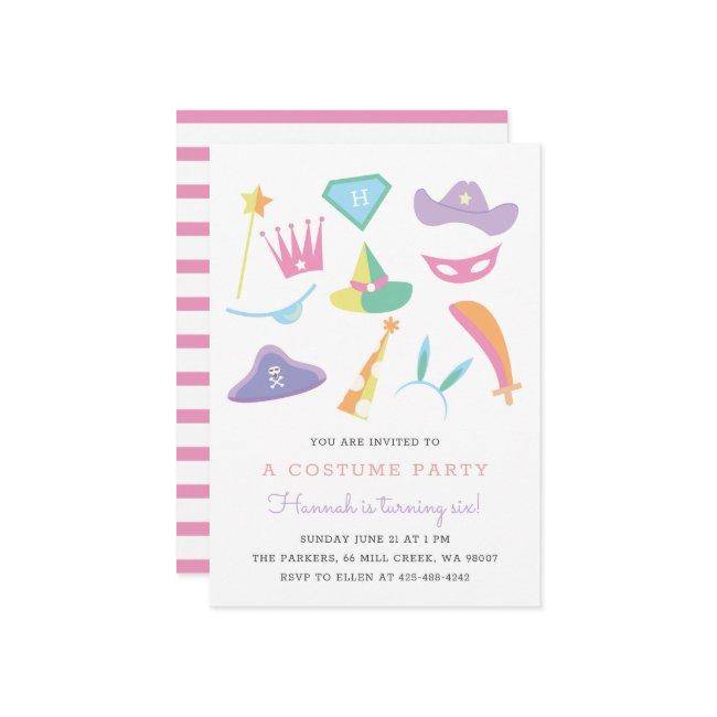 Costume Party Kids Birthday Party Rainbow 001 Invitation