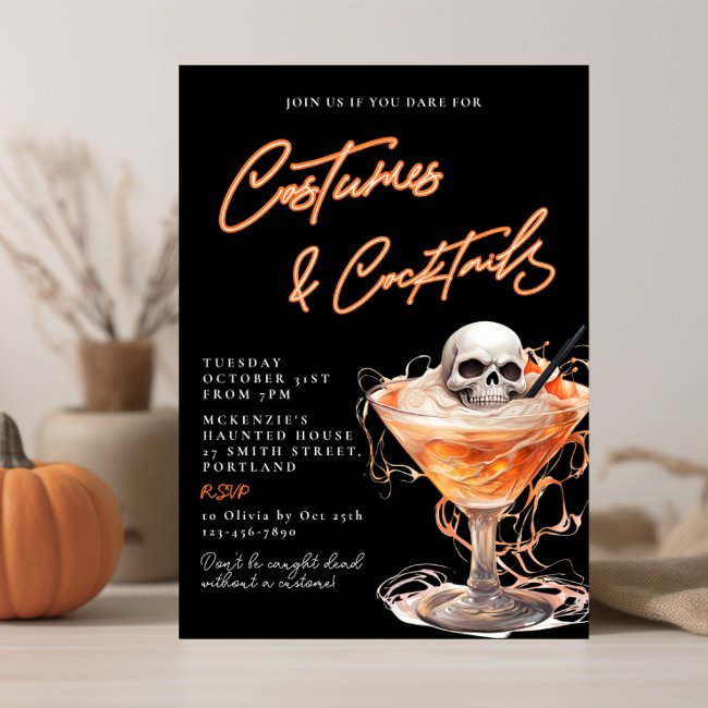 Costumes & Cocktails Adult Halloween Party Invitation
