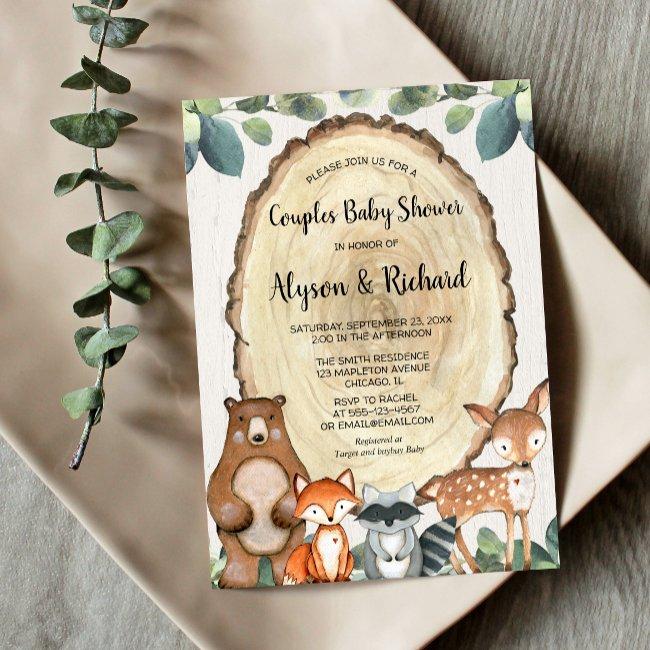 Couples Baby Shower Gender Neutral Woodland Animal Invitation