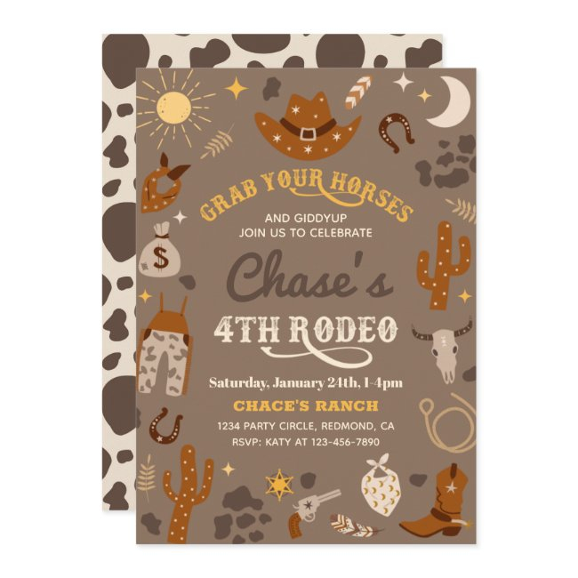 Cowboy Birthday Invitation | 4th Rodeo Invitation