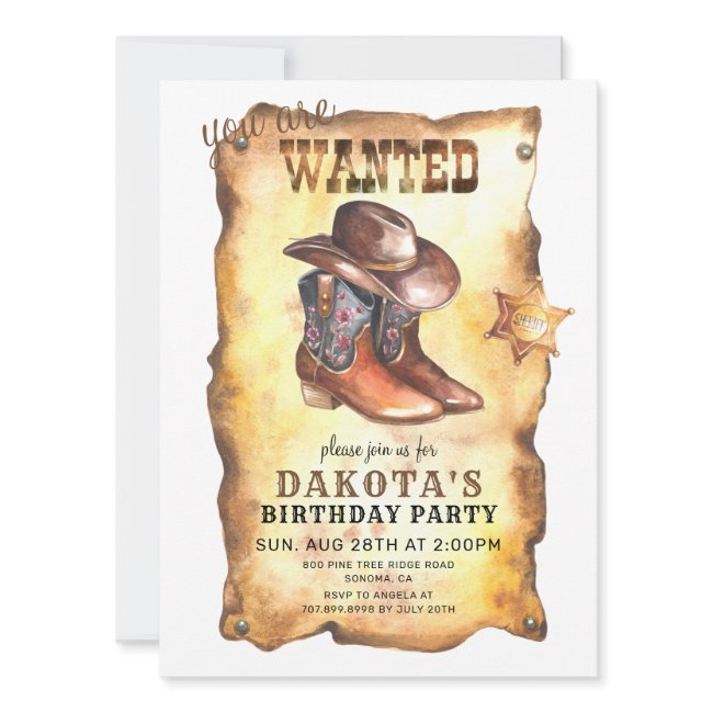 Cowboy Hat And Boots Birthday Invitation