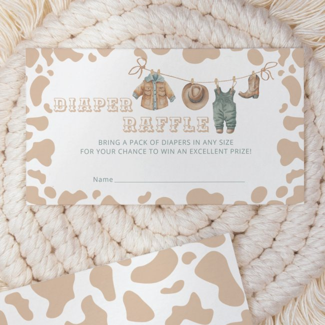 Cowboy Western Plaid Baby Shower Diaper Raffle Enclosure Invitations