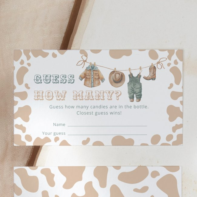 Cowboy Western Plaid Baby Shower Guess How Many Enclosure Invitations