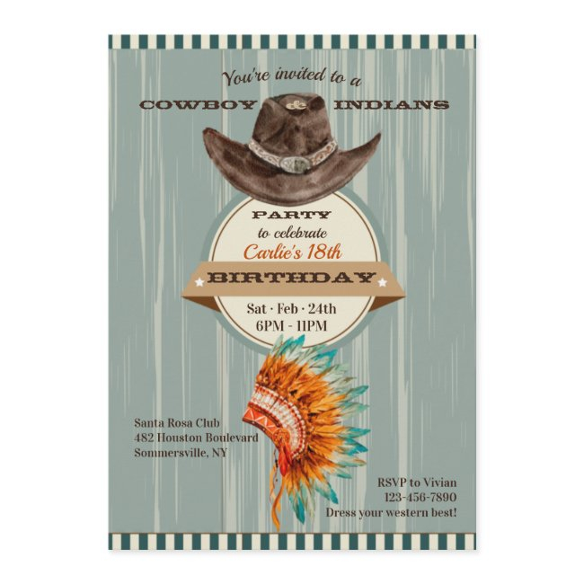 Cowboys And Indians Party Invitation