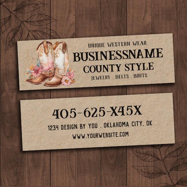 Cowgirl Boots Western Theme Mini Business Invitations