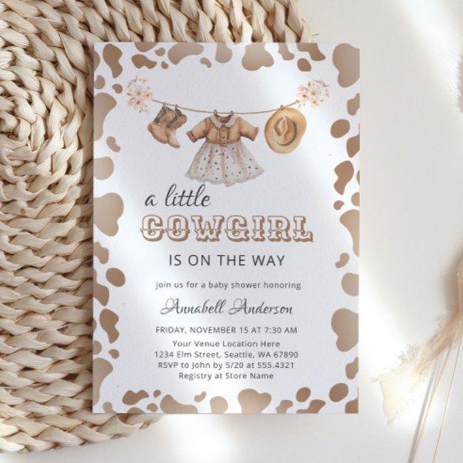 Cowgirl Western Hat Boots Dress Baby Shower Invitation