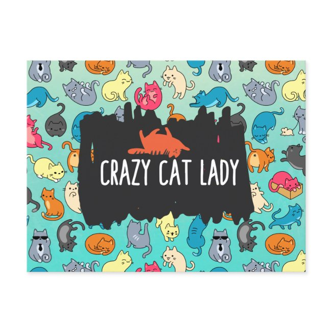 Crazy Cat Lady Cute And Playful Cat Pattern Postinvitations