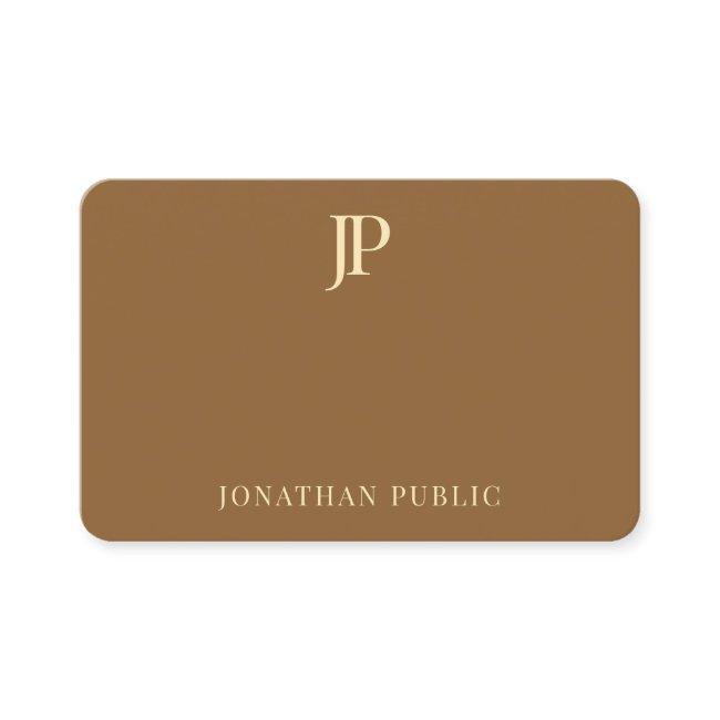 Creative Modern Plain Gold Monogram Text Trendy Business Invitations