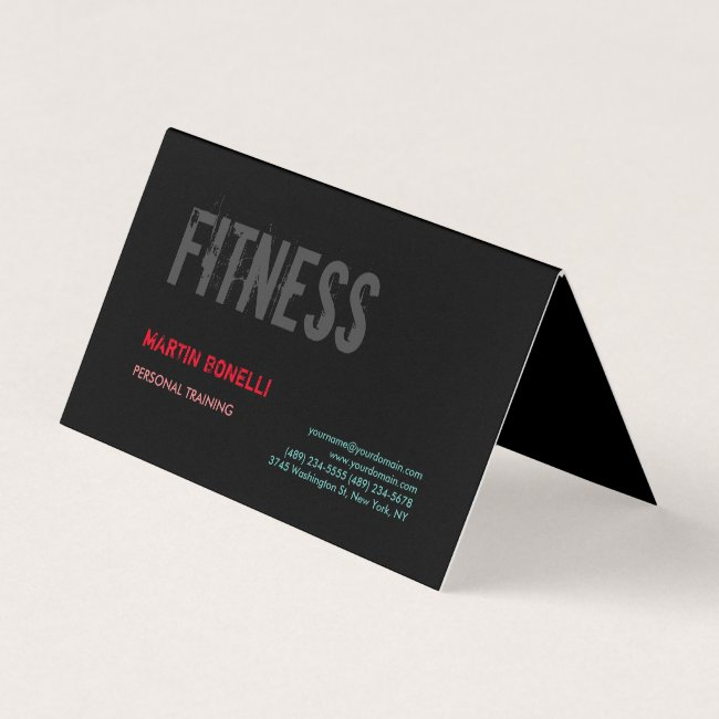 Creative Retro Black Grey Dynamic Personal Trainer Business Invitations