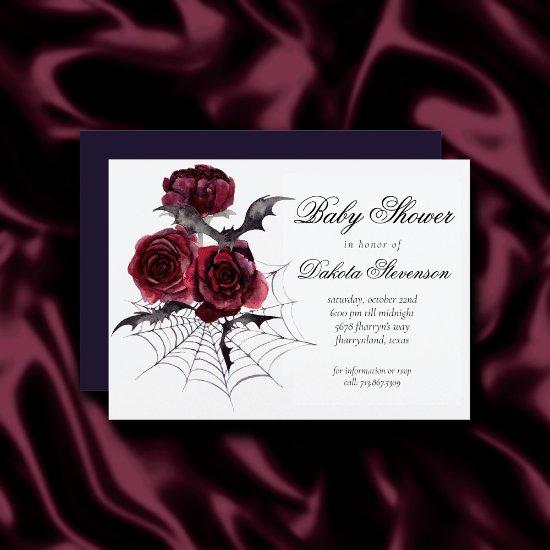 Creepy Beautiful | Gothic Floral Bat Baby Shower Invitation