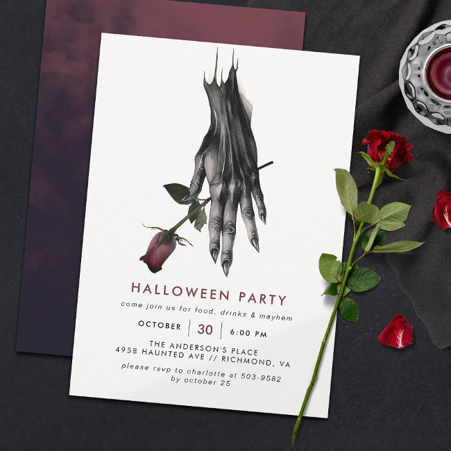 Creepy Witch Hand | Modern Halloween Party Invitation