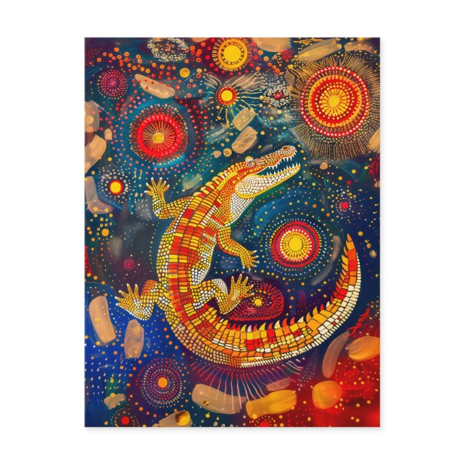 Crocodile In Aborigine Dot Art Style Postinvitations
