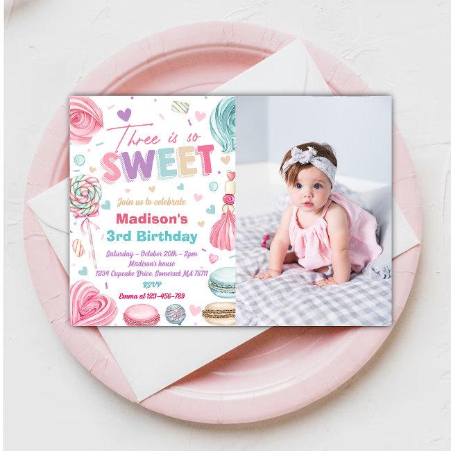 Cupcake 3rd Birthday Party Three Ever Is So Sweet Invitation