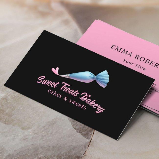 Cupcake Bakery Pastry Chef Cute Piping Bag & Heart Business Invitations