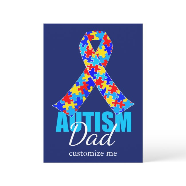 Custom Autism Dad Blue Ribbon Father's Day Invitations