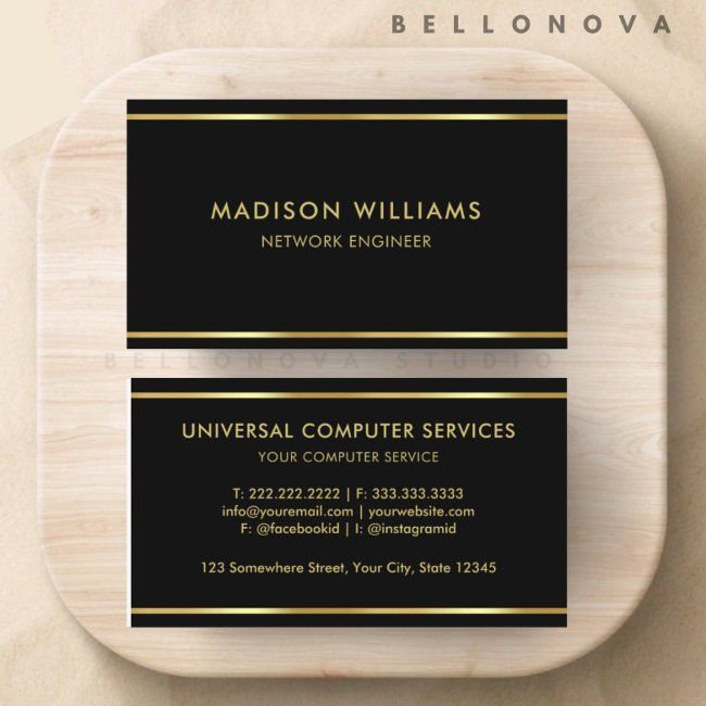 Custom Black And Gold Premium Professional Business Invitations