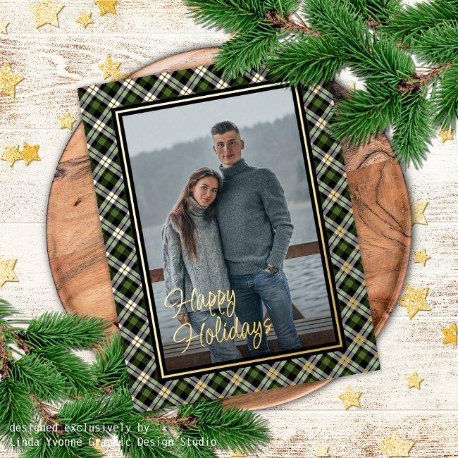 Custom Chic Buffalo Lumberjack Plaid Pattern Gold Foil Holiday Postinvitations