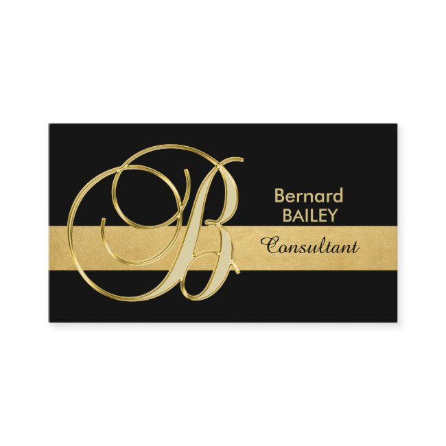 Custom Elegant Monogrammed Gold Black Initial 'b' Business Invitations