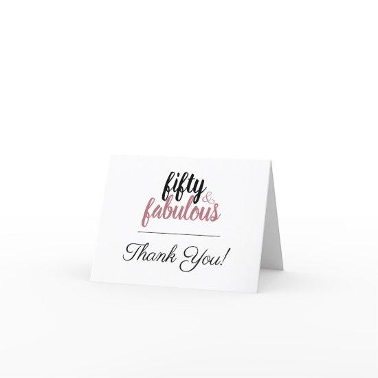 Custom Fifty And Fabulous Birthday Party Rose Gold Thank You Invitations