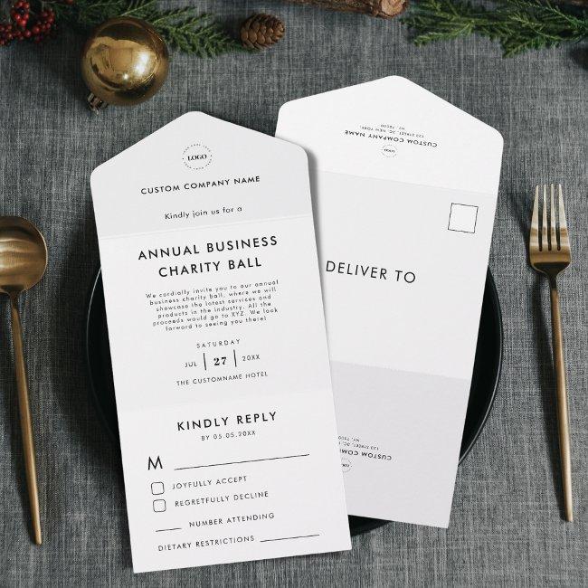 Custom Logo Black White Business Event Party Rsvp All In One Invitation