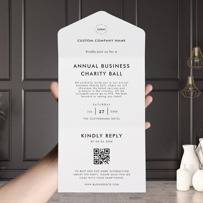 Custom Logo White Qr Code Rsvp Business Event All In One Invitation