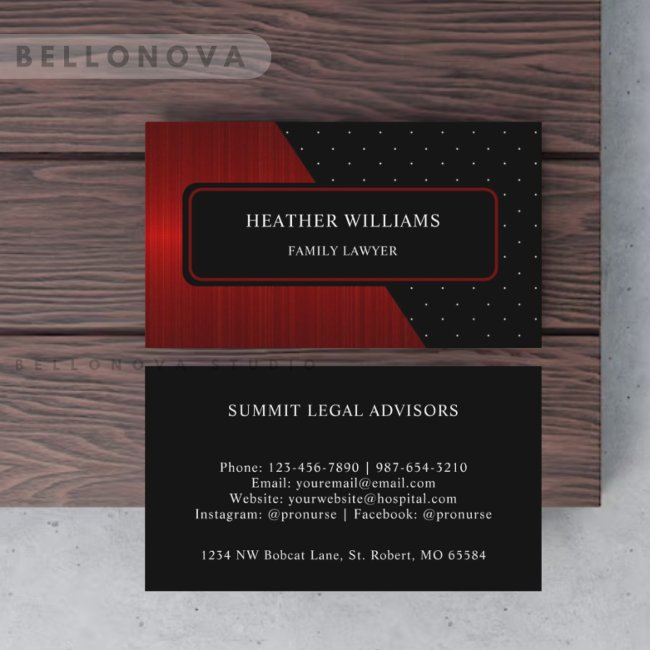 Custom Red Stripes Black White Polka Dot Monogram Business Invitations