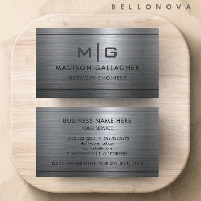 Custom Silver Grey Metal Professional Business Invitations