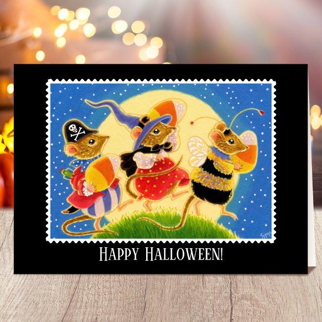 Custom Trick Or Treat Halloween Mice Invitations