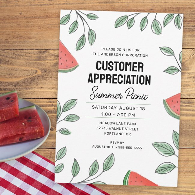 Customer Appreciation Summer Picnic Watermelon Invitation