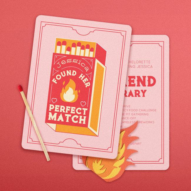 Customizable "found Her Match" Bachelorette Party Invitation