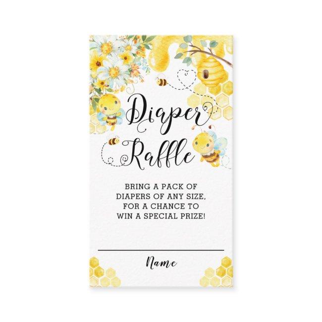 Cute Bees Yellow Floral Baby Shower Diaper Raffle Enclosure Invitations