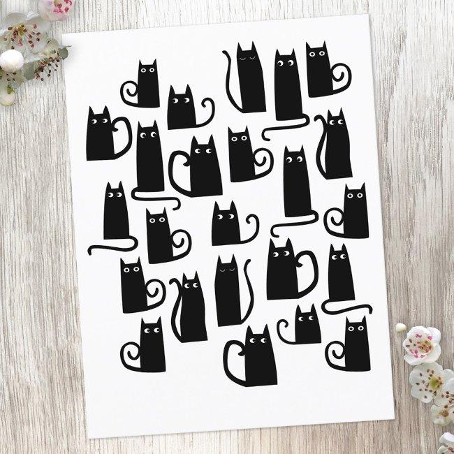 Cute Black Cat Postinvitations