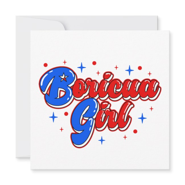 Cute Boricua Girl Puerto Rico Glitter Invitations