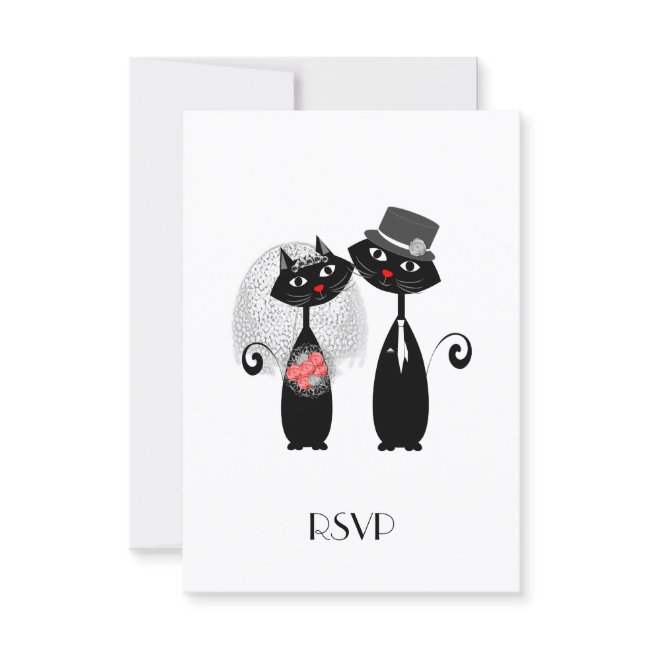 Cute Bride | Groom Wedding Cats Personalized Rsvp